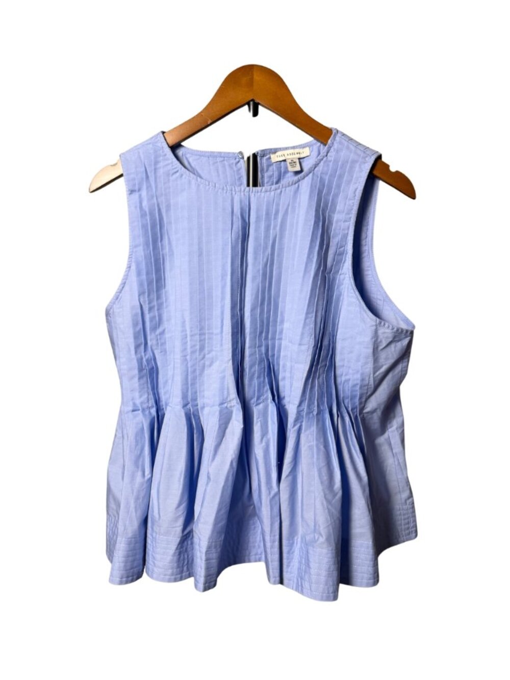 Free Assembly Blue Sleeveless Pleated Peplum Top XL